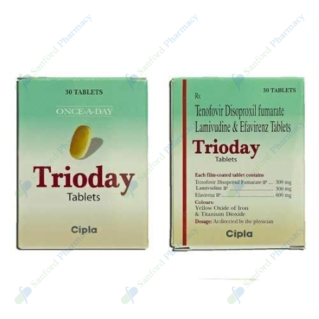 Trioday - Lamivudine + Tenofovir+ Efavirenz 300mg + 300mg + 600mg