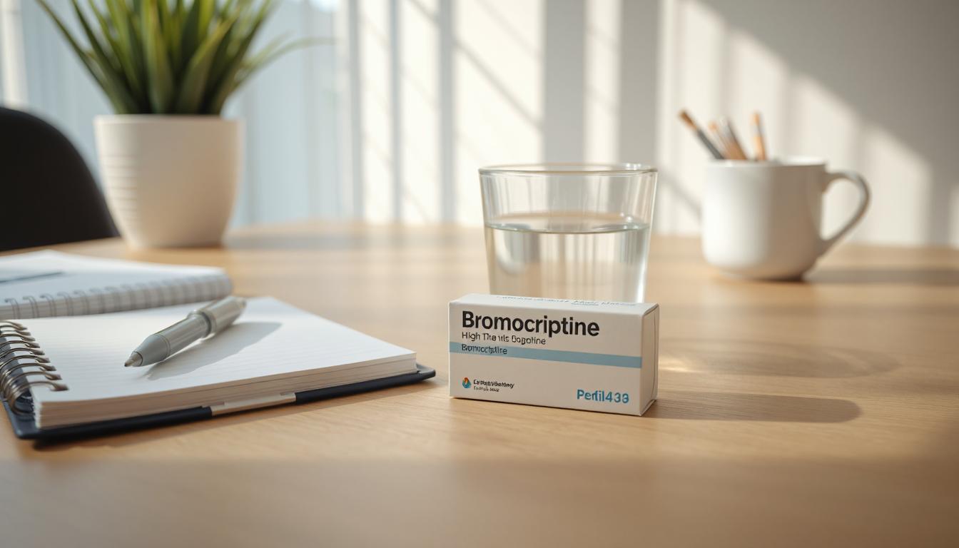 Diagram showing how Bromocriptine affects prolactin levels