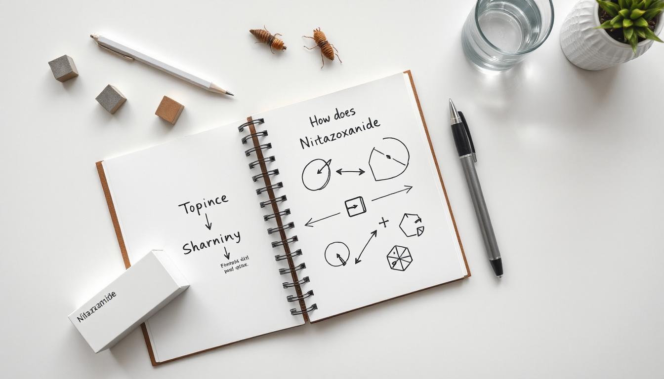 Diagram showing how Nitazoxanide kills parasites