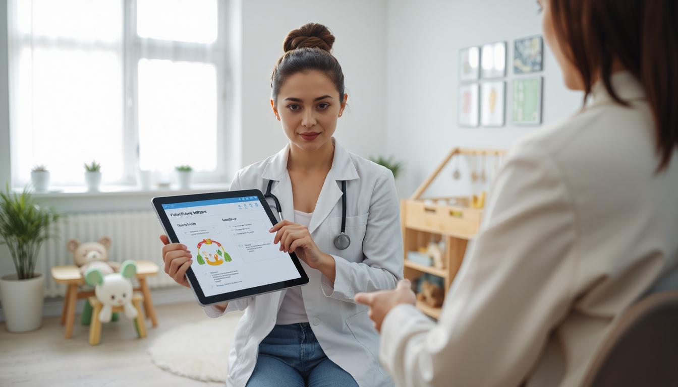 pharmacist discussing developmental concerns with a parent